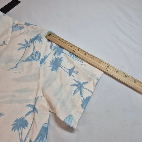 Gianni Bini Women's Size L Margaux Palm Tree Button Front Linen Blend Blouse - Picture 11 of 12